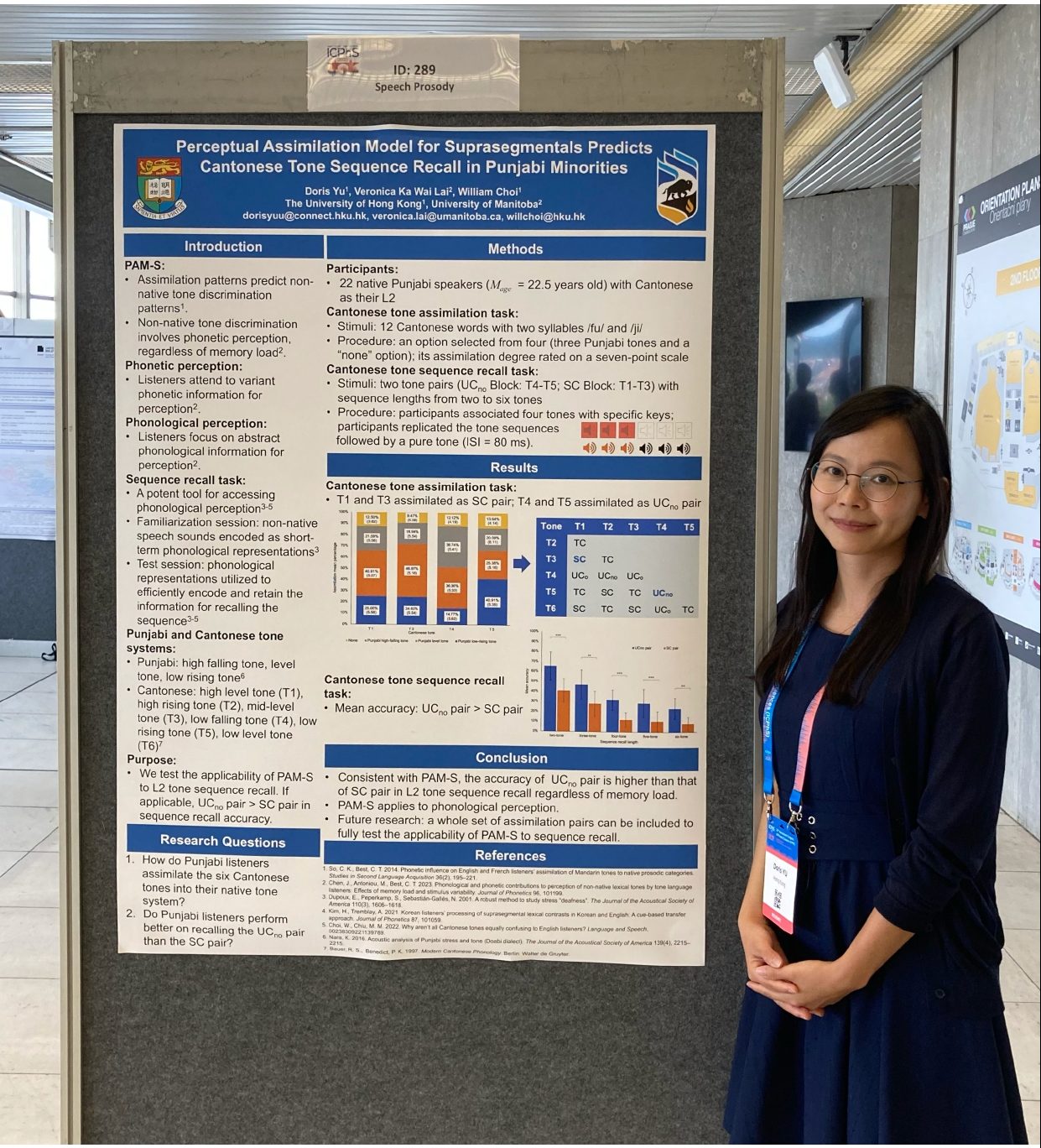 Our PhD student Doris Yu presented at the 20th International Congress of the Phonetic Sciences (ICPhS) in Prague! [9 August]